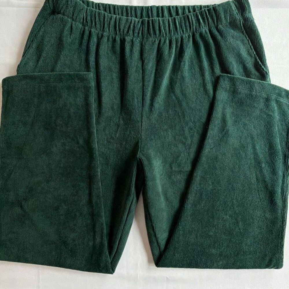 Lands’ End Green Knit Pants Elastic Waist Large Petite — image 2 of 4